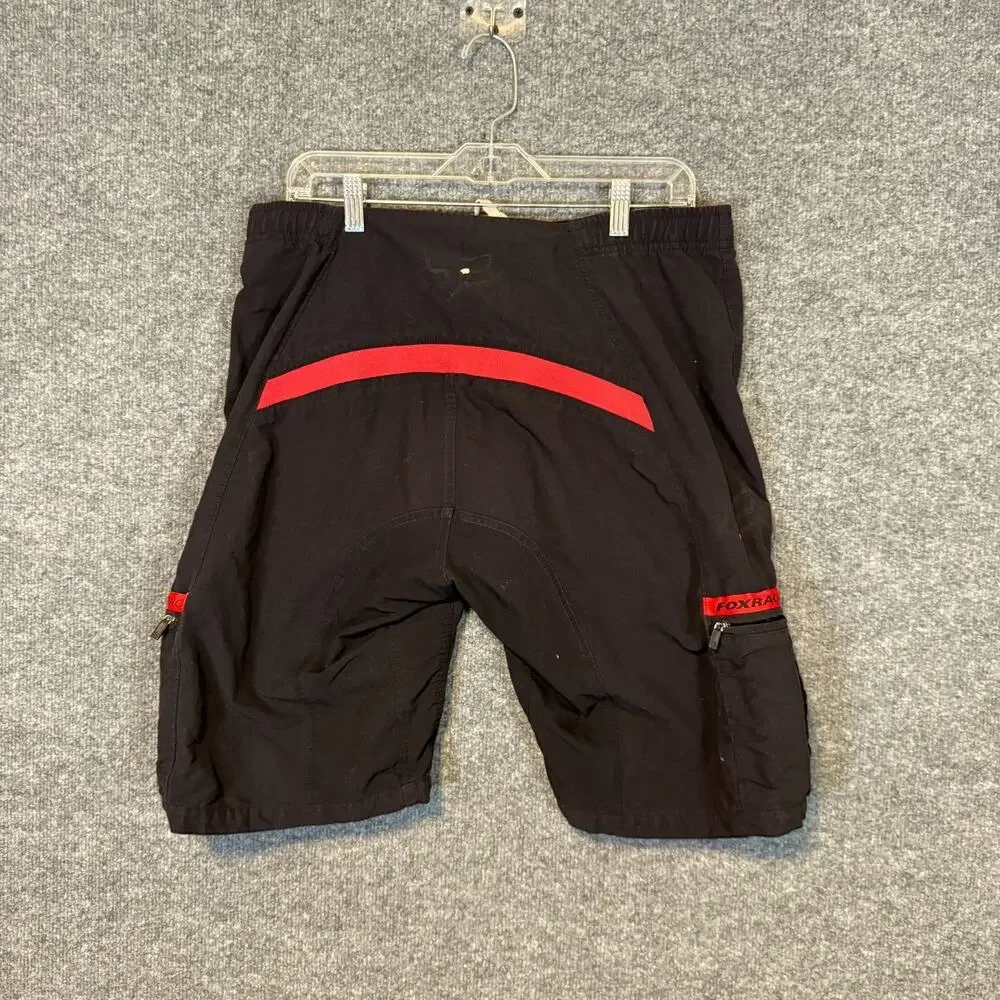 Fox Racing Cycling Shorts Mens Medium Black Red Trim Reflective Drawstring Cargo